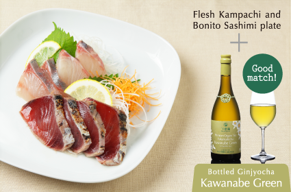 Flesh Kampachi and Bonito Sashimi plate